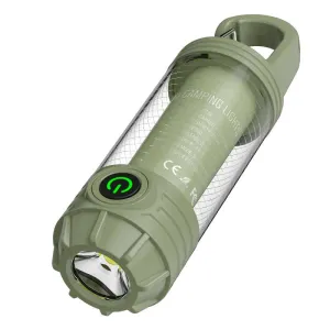 2 PCS Green Portable Outdoor Camping Light with 6 Modes & Keychain Hook | Multi-Source Mini Flashlight | IPX4 Waterproof