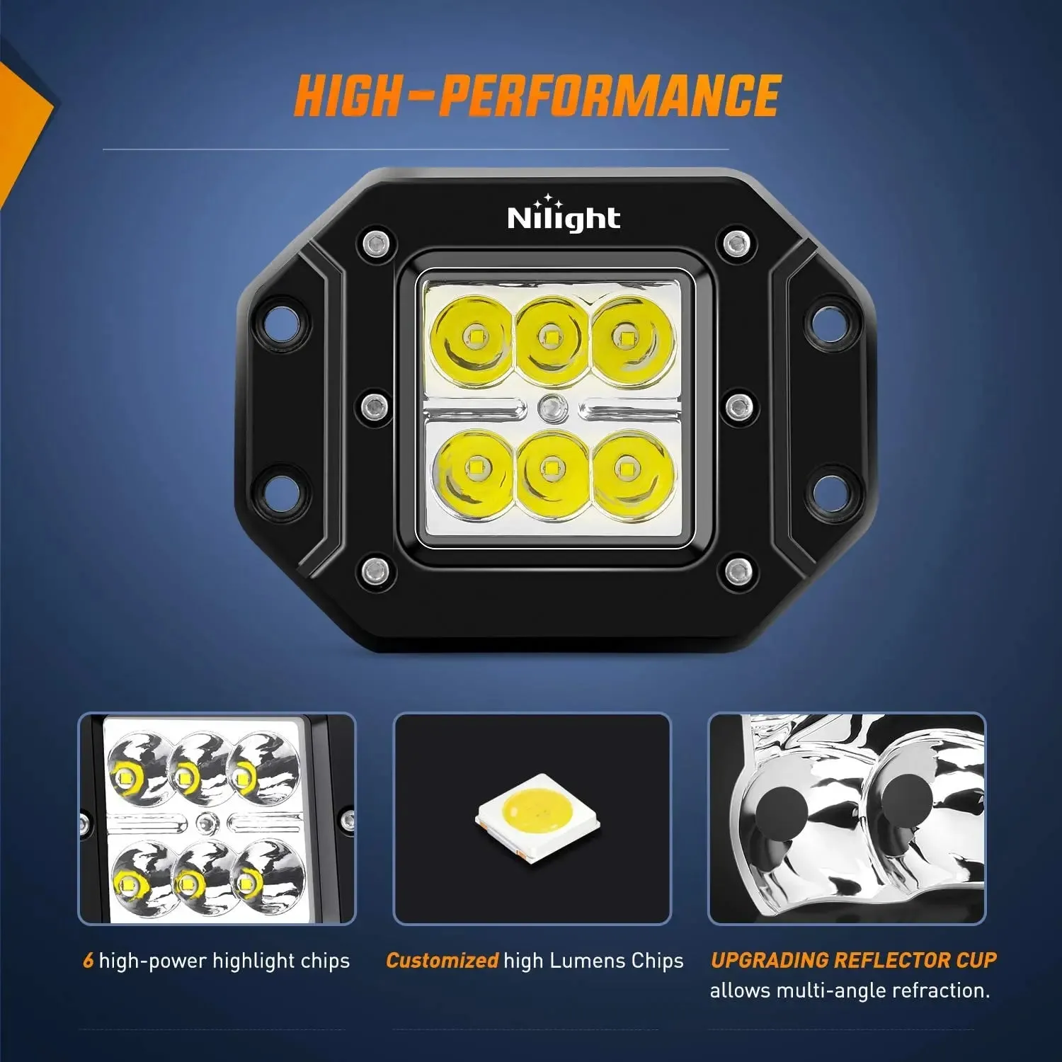 4.8 Inch 18W Flush Mount Spot LED Work Lights (Pair)