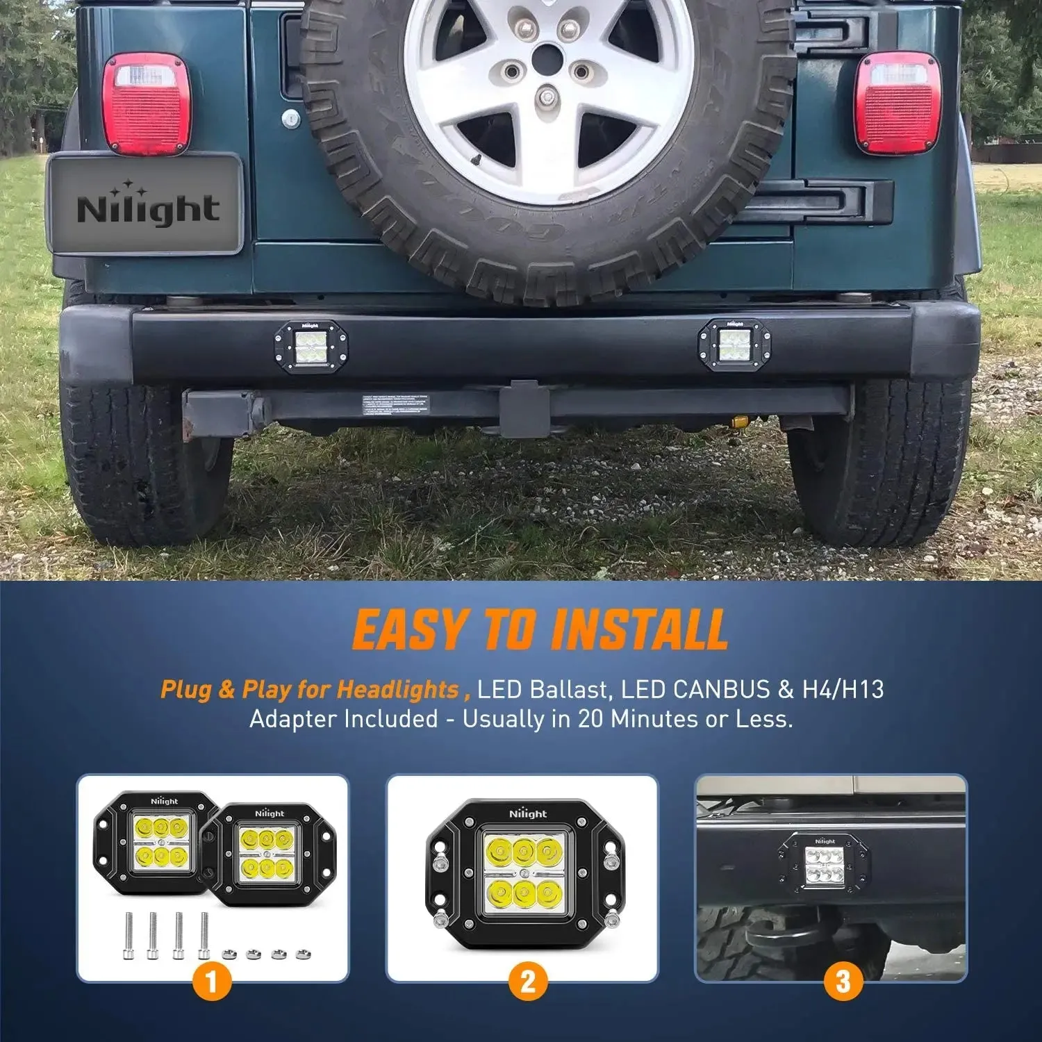 4.8 Inch 18W Flush Mount Spot LED Work Lights (Pair)