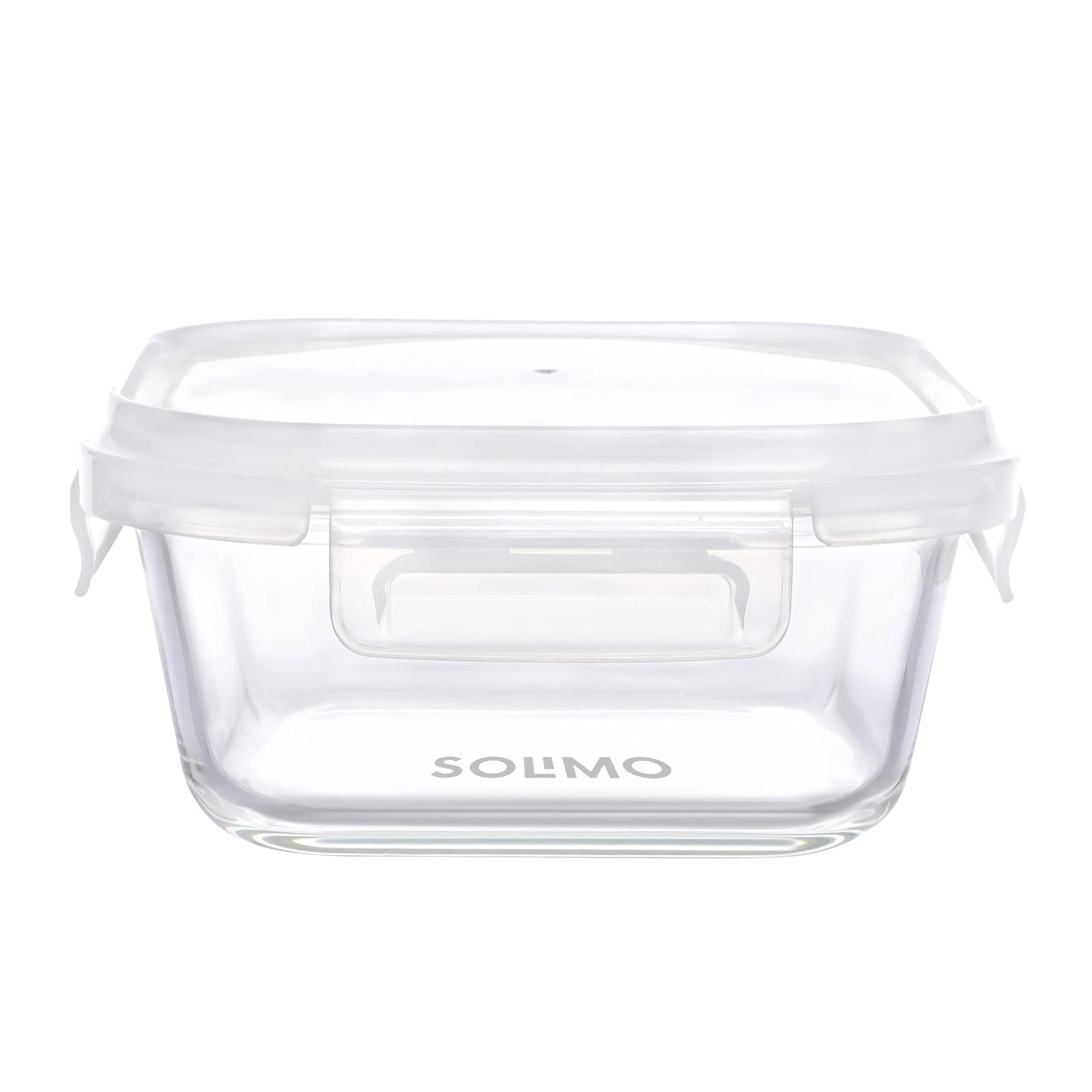 Amazon Brand - Solimo Borosilicate Glass Lunch Box with Lid (2,200 ml, Transparent)
