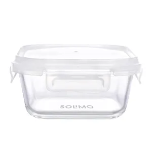 Amazon Brand - Solimo Borosilicate Glass Lunch Box with Lid (2,200 ml, Transparent)