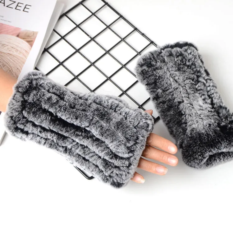 Autumn And Winter Warm Thickening Female Student Writing Knitted Gloves