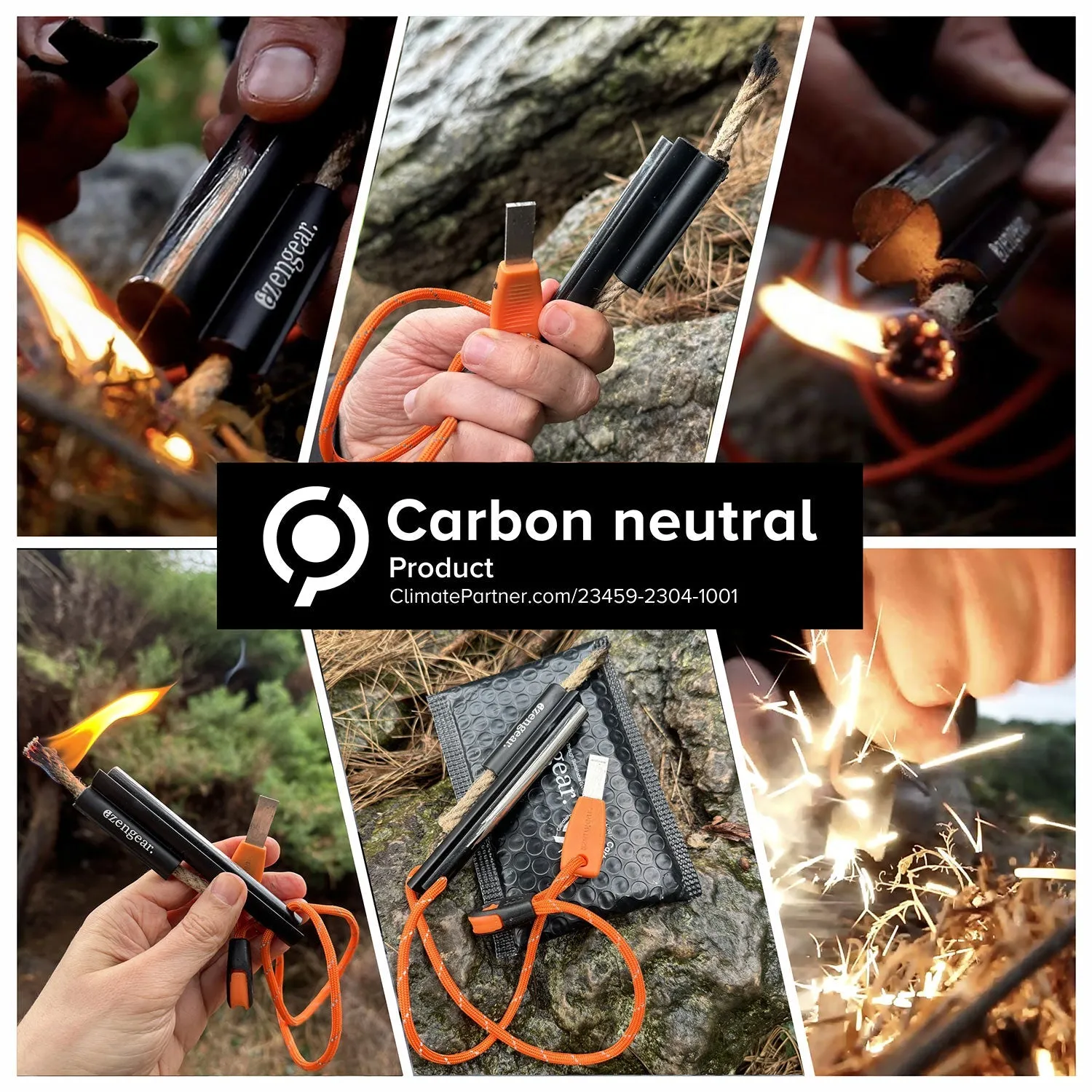 aZengear Flint Steel Pro Fire Starter, XXL Ferro Rod, Striker, Tinder Wick Rope, 750 Paracord