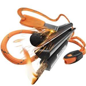 aZengear Flint Steel Pro Fire Starter, XXL Ferro Rod, Striker, Tinder Wick Rope, 750 Paracord