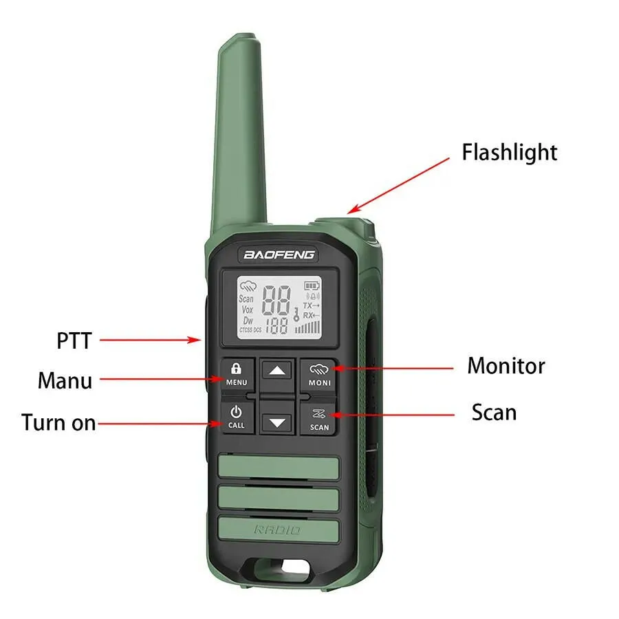 BAOFENG FR-22A Walkie Talkies for Kids Adults FRS Two Way Radio, License Free Long Range USB-C Charging, Rechargeable Walky Tal