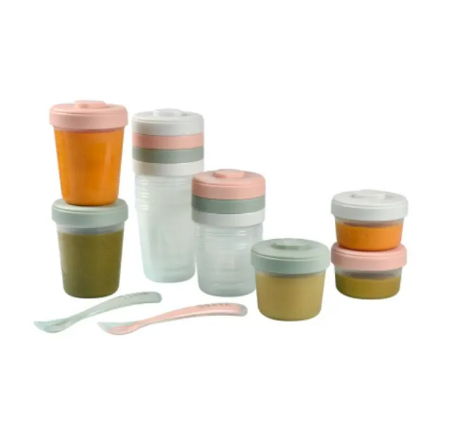 Beaba Expert Pack Meal & Food Storage Eucalyptus – 12 Clip Portions   2x 1st Stage Silicone Spoons