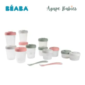 Beaba Expert Pack Meal & Food Storage Eucalyptus – 12 Clip Portions   2x 1st Stage Silicone Spoons