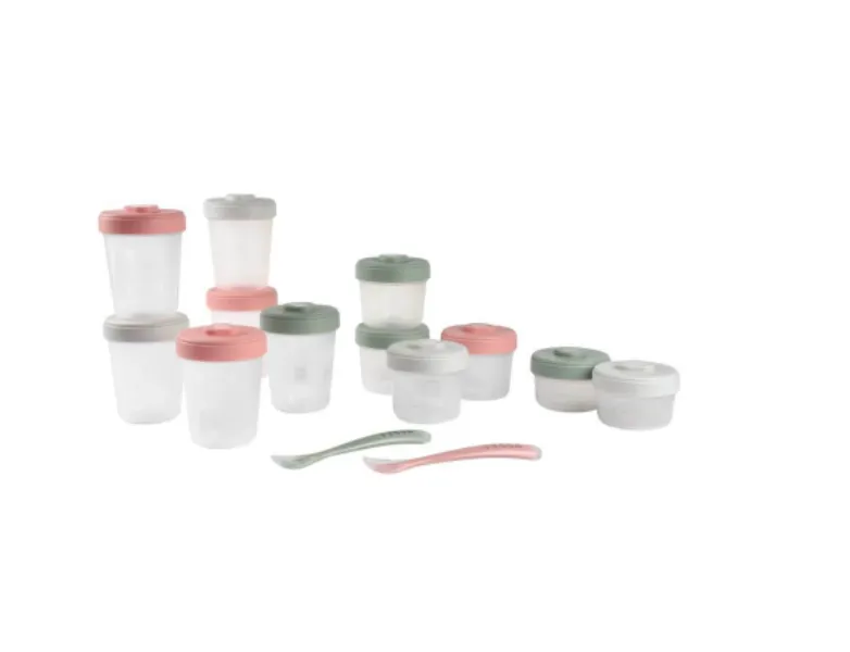 Beaba Expert Pack Meal & Food Storage Eucalyptus – 12 Clip Portions   2x 1st Stage Silicone Spoons
