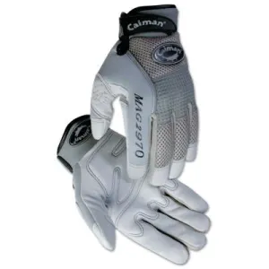 Caiman 2970 Deerskin Padded Palm Knuckle Protection Mechanics Gloves, Large, Gray, 2970-L