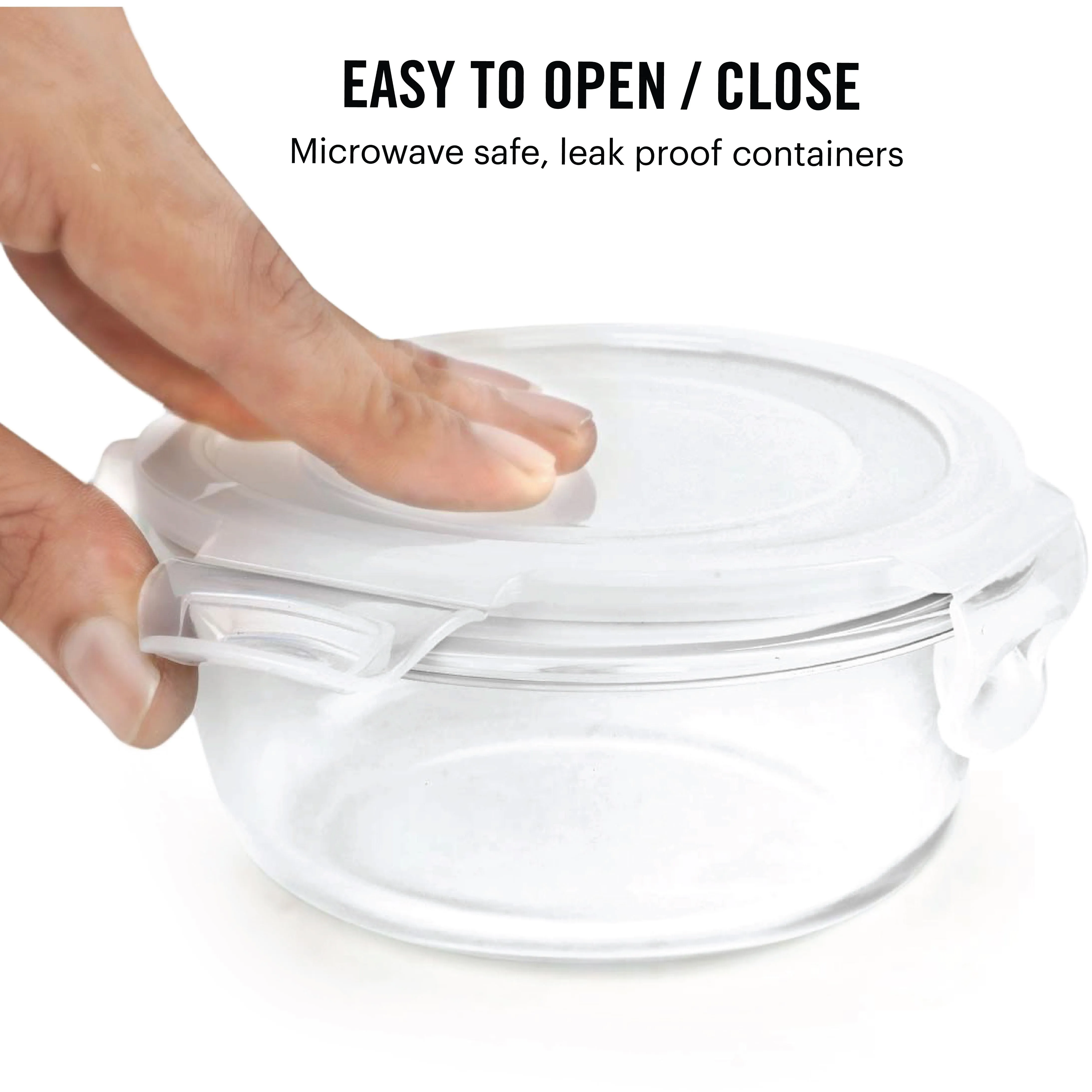 Camellia Borosilicate Glass Round containers, Set of 2