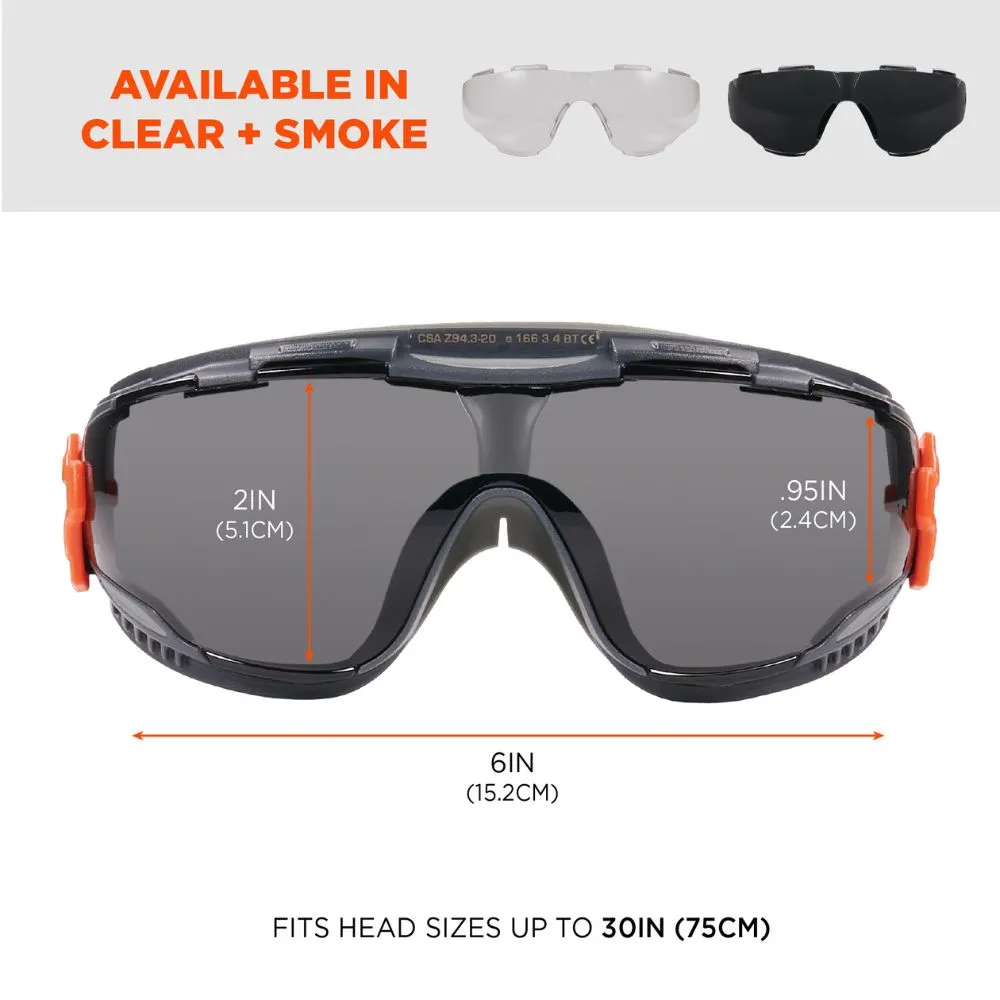 Ergodyne 60309 ARKYN-FAB Smoke Lens Gray Safety Goggles Elastic Strap