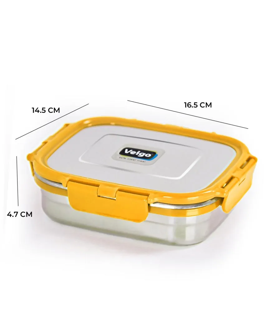 Essential Freezer and Kitchen Storage Stainless Steel Airtight Containers | Set of 4 | 630 ML