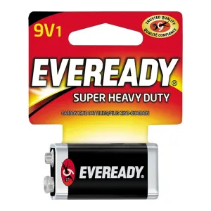 Eveready Gold 1222SW Battery, 9 V Battery, 400 mAh, Zinc, Manganese Dioxide :EA: QUANTITY: 1