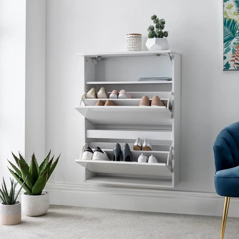 Galicia Shoe Storage Melamine White 2 Doors 4 Shelves