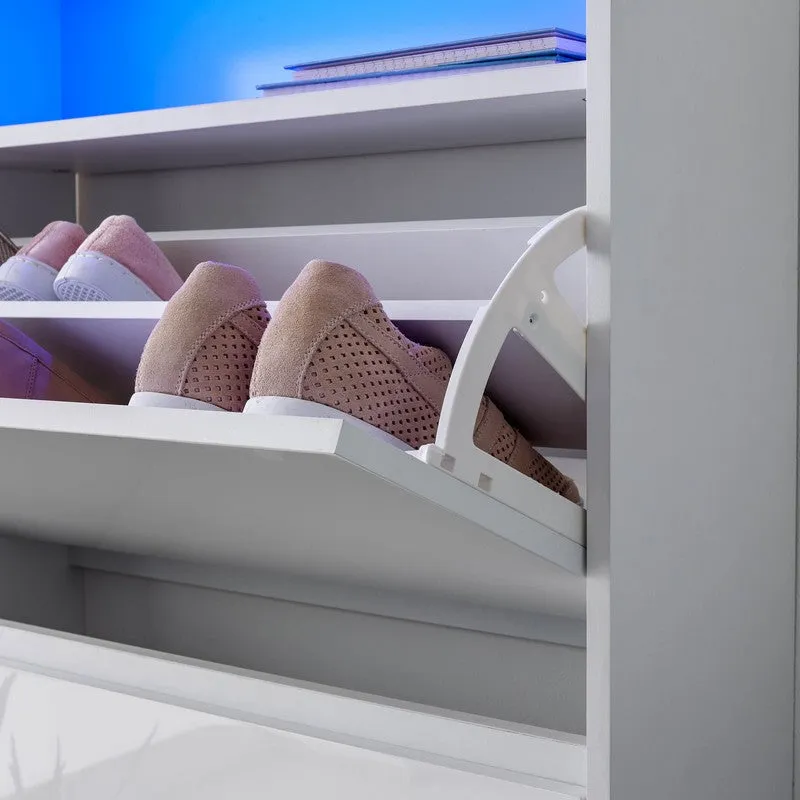 Galicia Shoe Storage Melamine White 2 Doors 4 Shelves