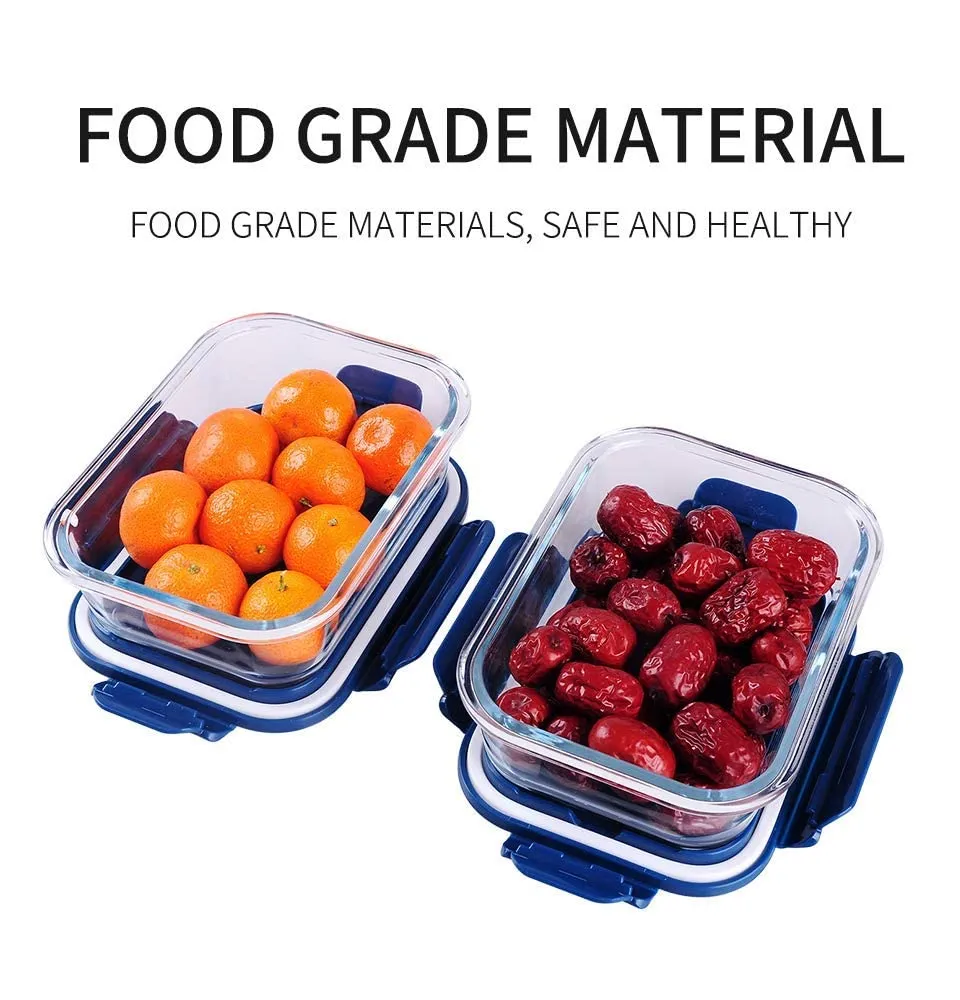 Golden Bird Glass Lunch Box Food Storage Containers with Lids, Glass Meal Prep Containers, Airtight Glass Lunch,BPA Free & Leak Proof 1