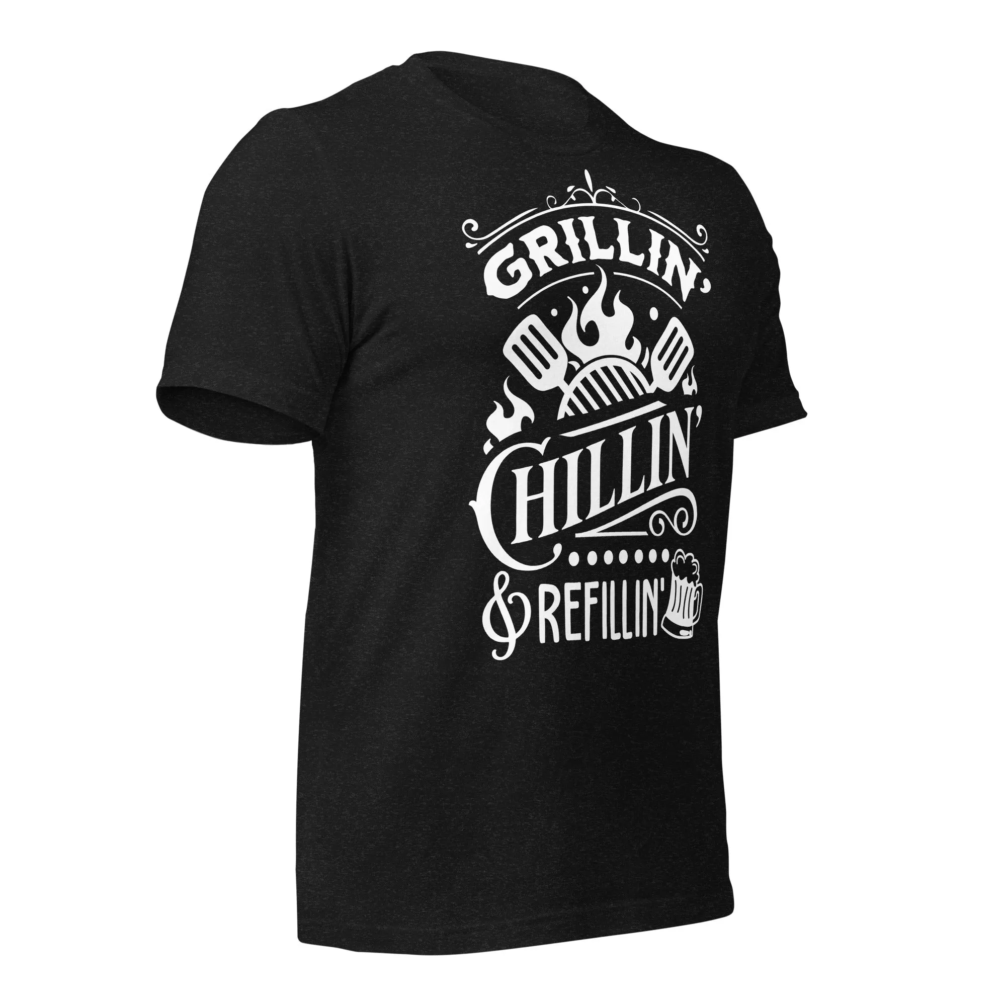 Grilling, Chilling, and Refilling Unisex T-shirt – Perfect for BBQ Lovers & Beer Fans
