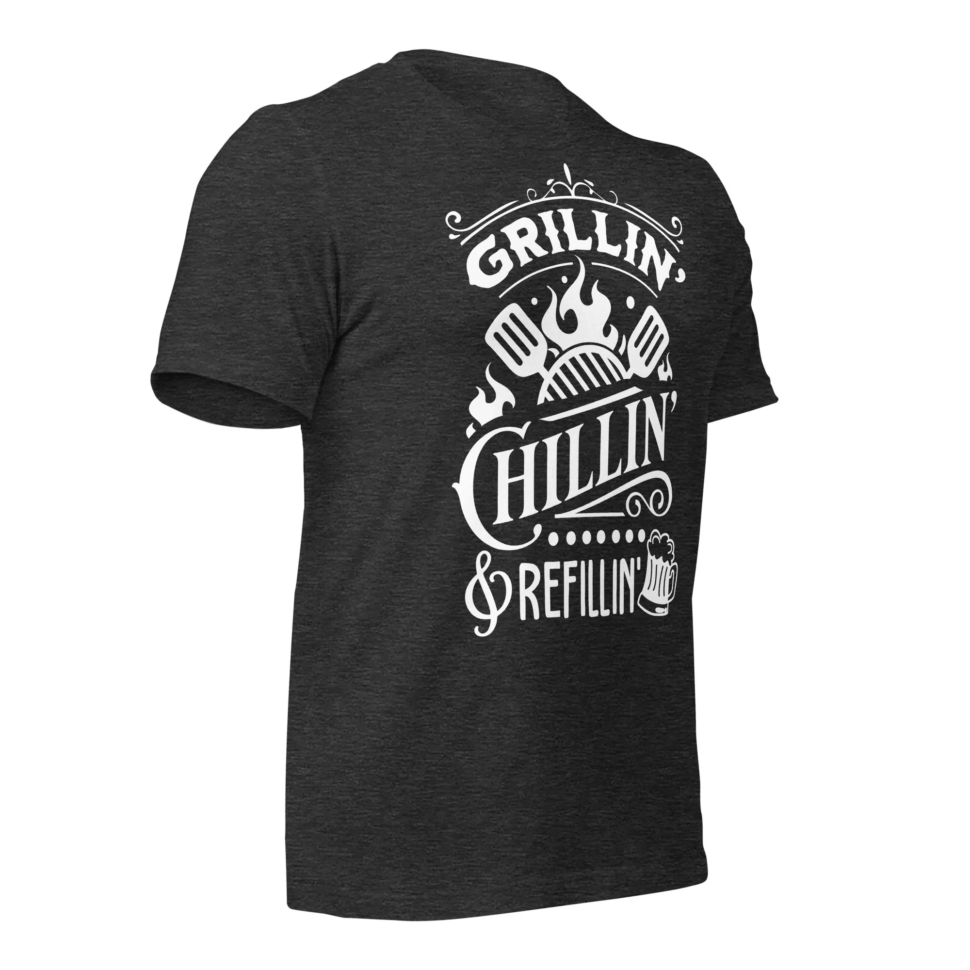 Grilling, Chilling, and Refilling Unisex T-shirt – Perfect for BBQ Lovers & Beer Fans