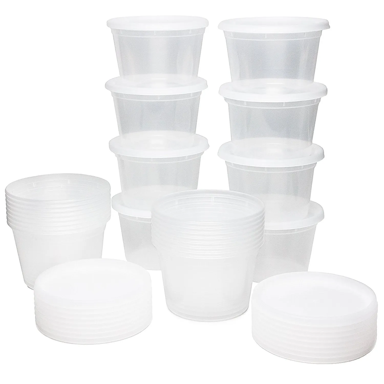 Healthy Packers 24 Pack of Extra-Thick Deli Cups, Food Storage Containers. 100% Leakproof. Freezer, Microwave and Dishwasher Safe (8, 16 or 32 oz))