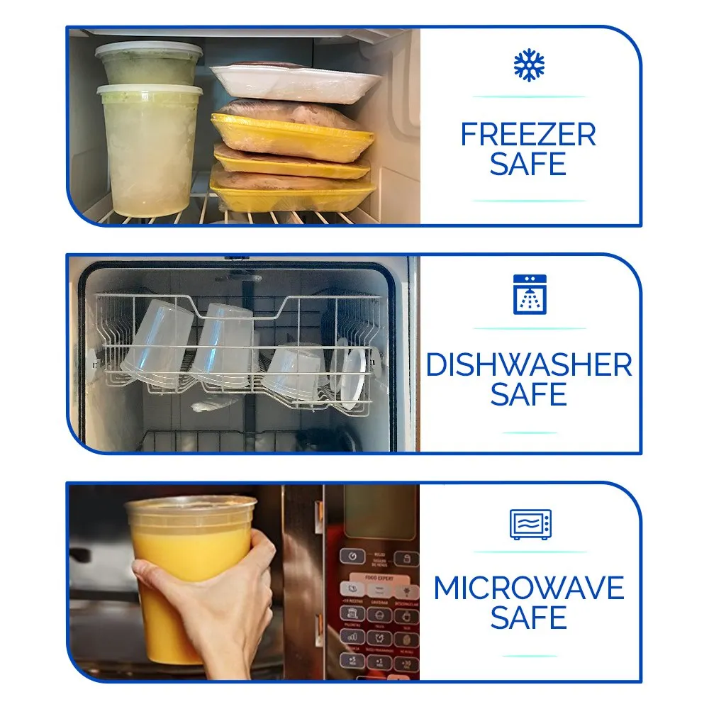 Healthy Packers 24 Pack of Extra-Thick Deli Cups, Food Storage Containers. 100% Leakproof. Freezer, Microwave and Dishwasher Safe (8, 16 or 32 oz))