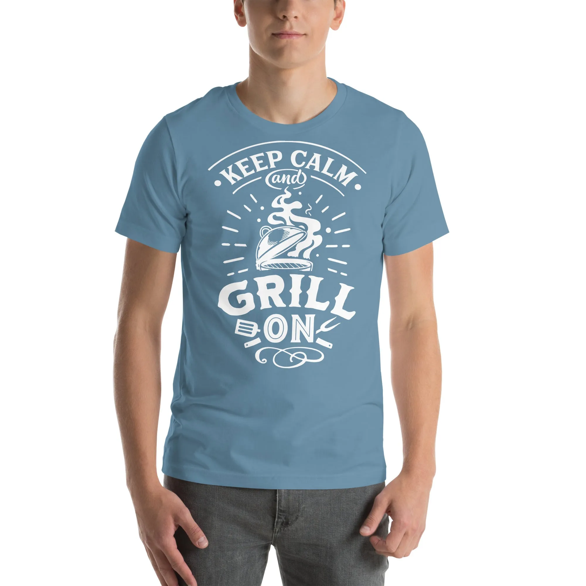 Keep Calm and Grill On Dark T-shirt – Soft & Comfortable BBQ Tee with Unique Style