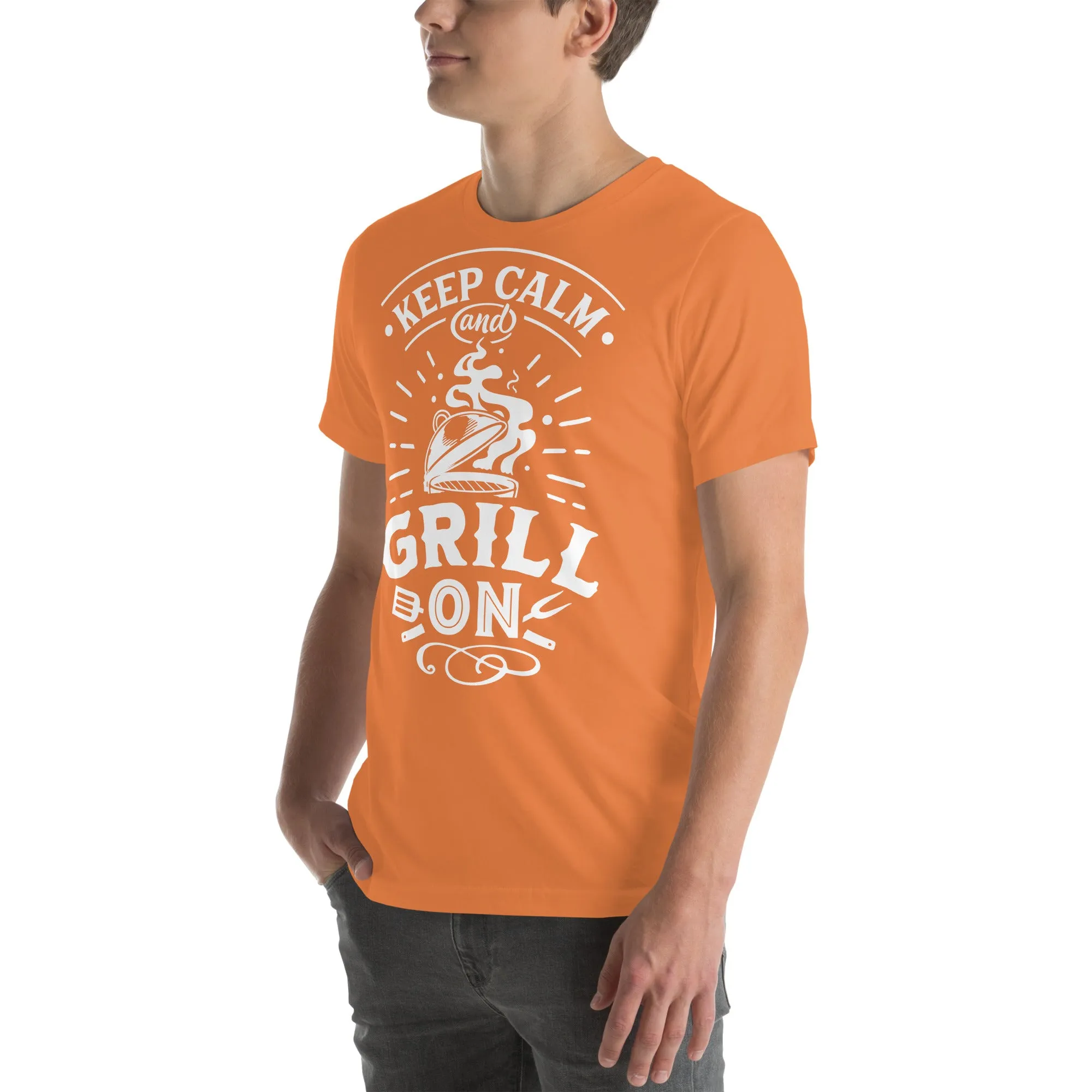 Keep Calm and Grill On Dark T-shirt – Soft & Comfortable BBQ Tee with Unique Style