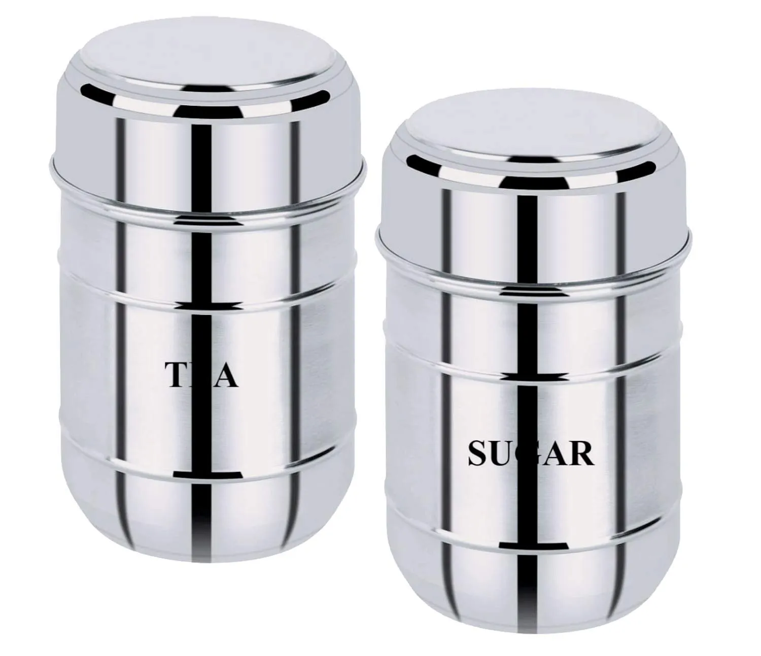 Kuber Industries 2 Pieces Stainless Steel Tea, Sugar Container Set, 500 Ml (Silver) -CTKTC038135