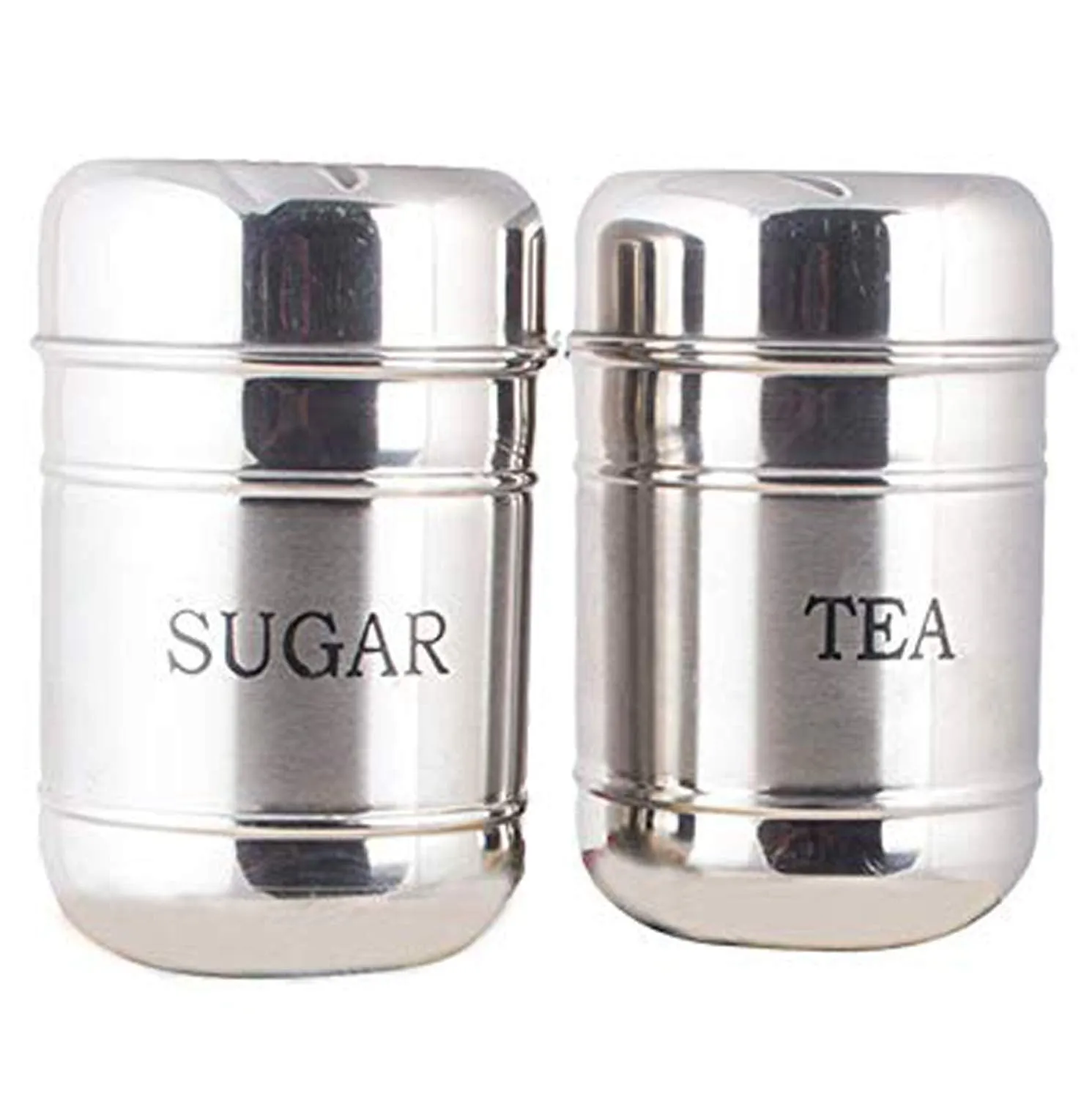 Kuber Industries 2 Pieces Stainless Steel Tea, Sugar Container Set, 500 Ml (Silver) -CTKTC038135