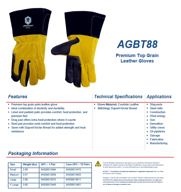 Leather Welding Gloves - MIG - Armour Guard Premium - AGBT-88 - PPE