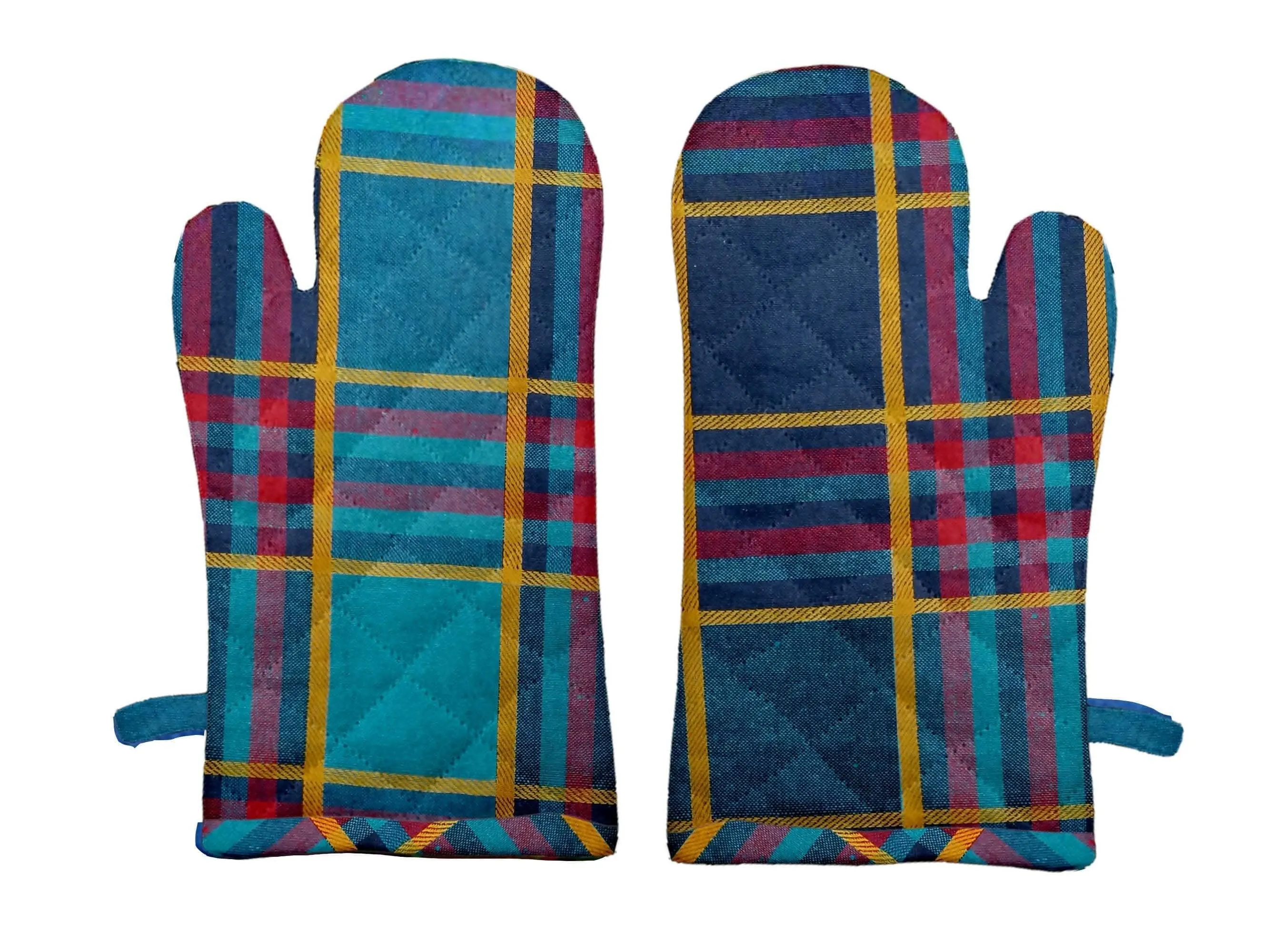Lushomes Quilted Oven Mitts, Heat Resistant for Cooking & BBQ (2 Pcs, 6x13 Inch)
