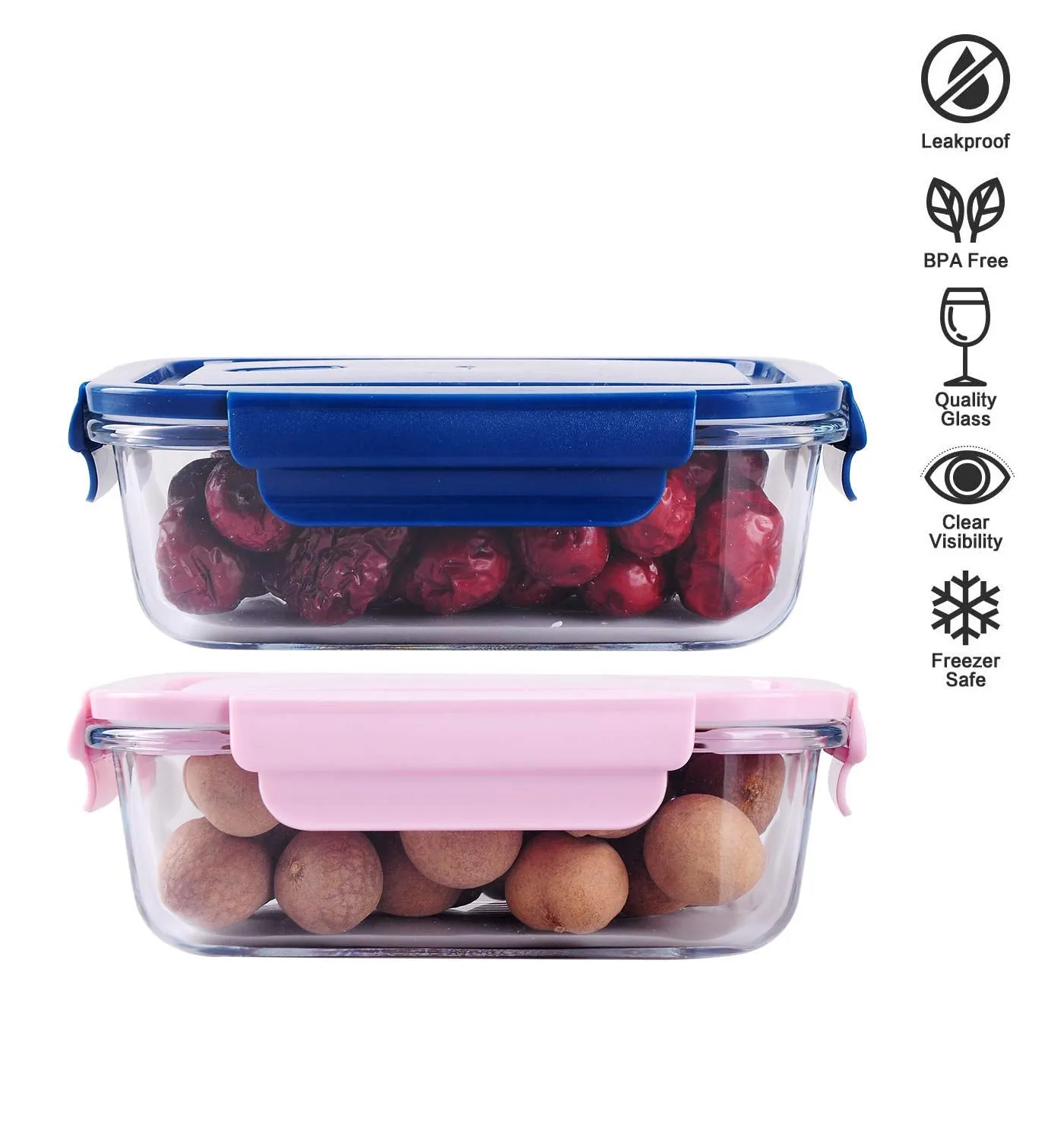 M T BROTHERS Glass Meal Containers Lunch Box with Glass Lid - Pack of (Blue, 4)
