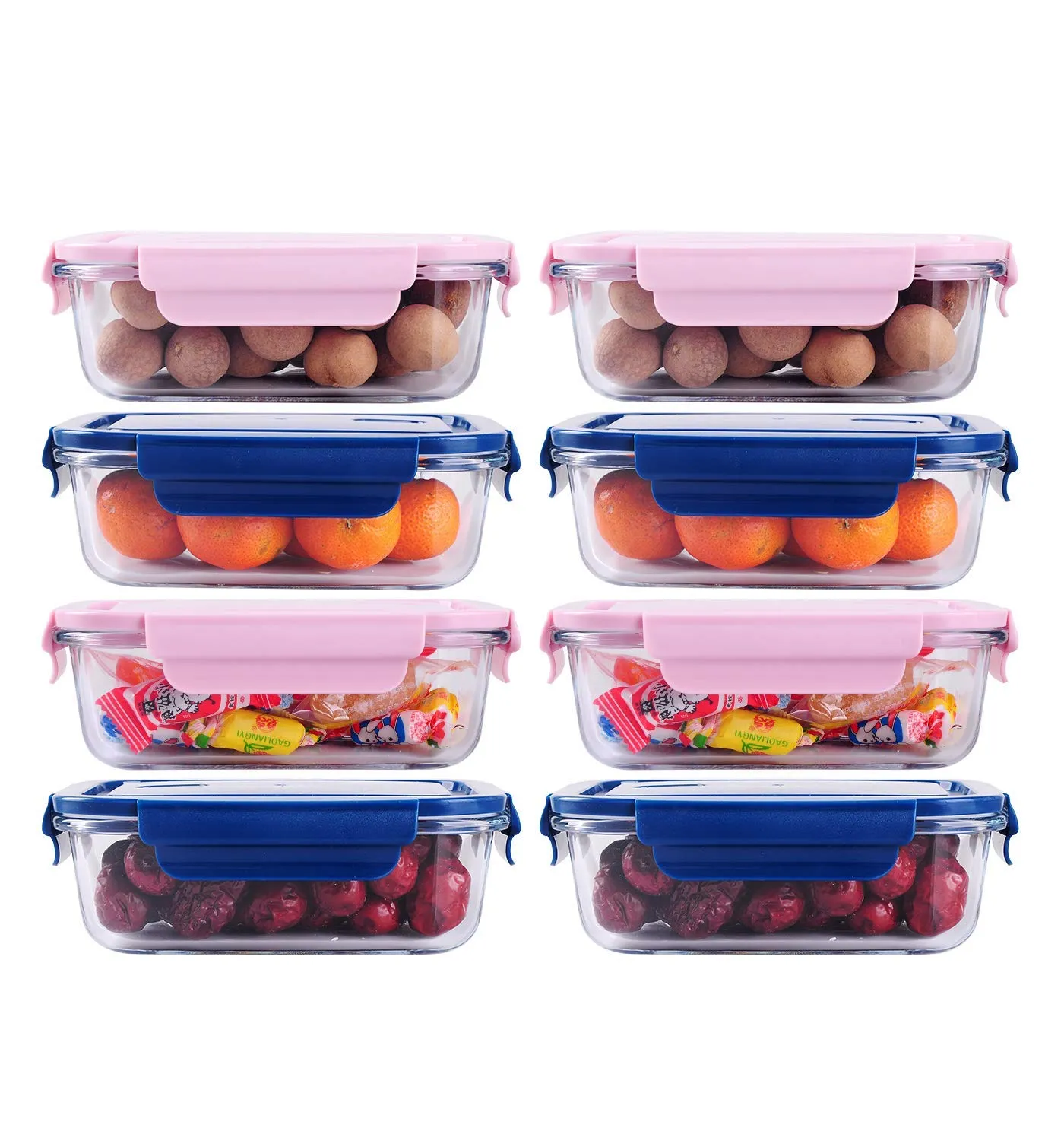M T BROTHERS Glass Meal Containers Lunch Box with Glass Lid - Pack of (Blue, 4)
