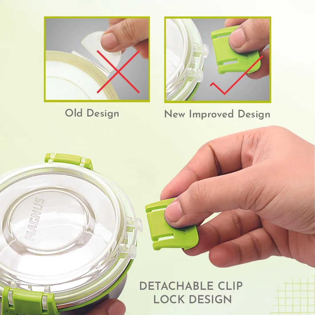 Magnus Klip Lock Airtight & Leakproof BPA Free Kitchen Storage Container Set - Ideal Kitchen Accessories Items, Lunch Box, and Lunch Boxes for Office Men