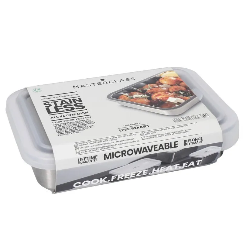 MasterClass Two Sized Stainless Steel Dish | 9 x 6 x 2 inches