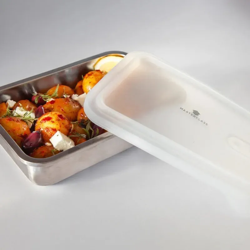 MasterClass Two Sized Stainless Steel Dish | 9 x 6 x 2 inches