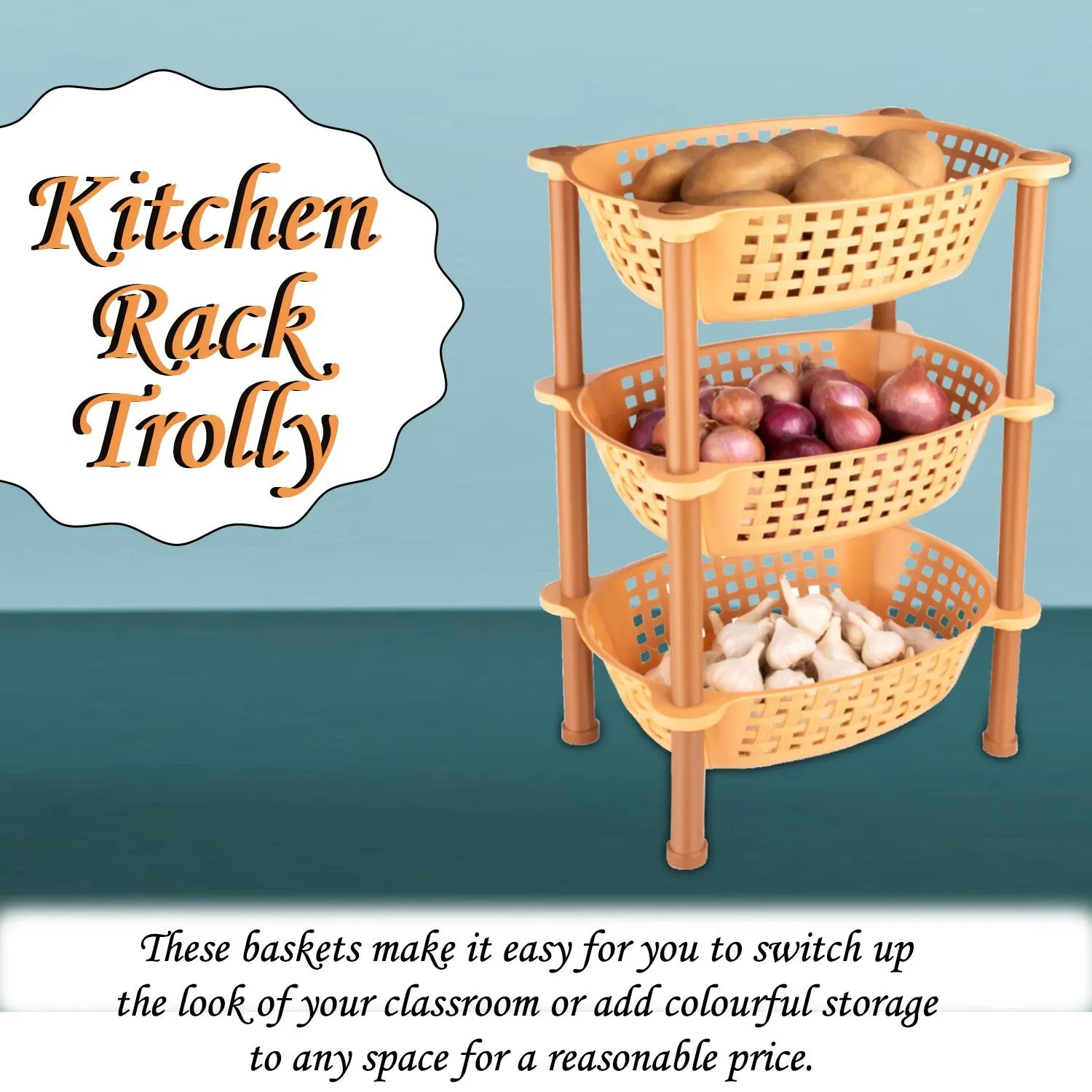 Multipurpose Plastic Storage Rack Organizer, 3 Pcs