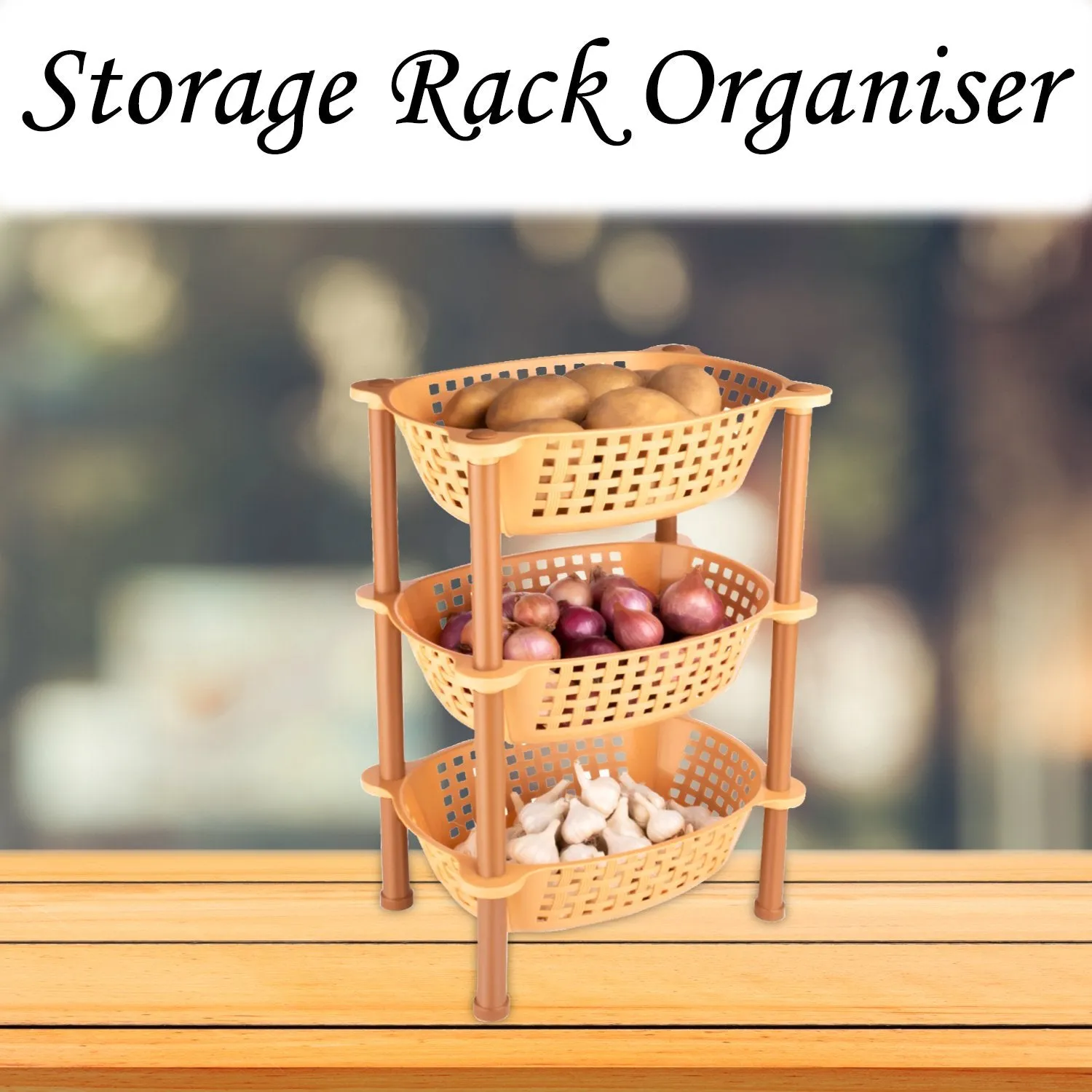 Multipurpose Plastic Storage Rack Organizer, 3 Pcs
