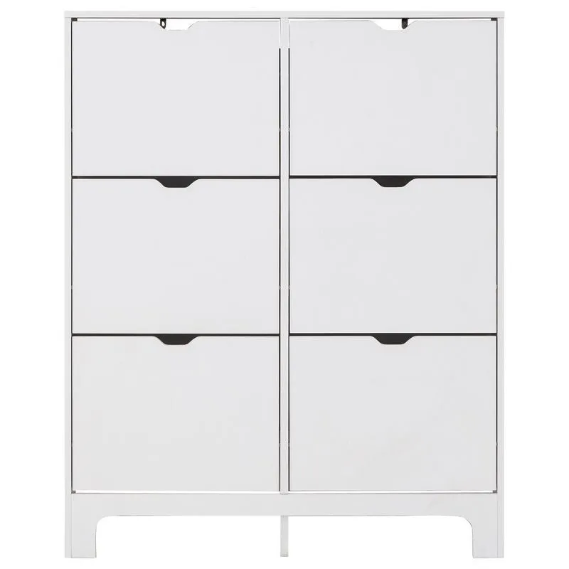 Narrow Tall Shoe Storage White 6 Doors 6 Shelves