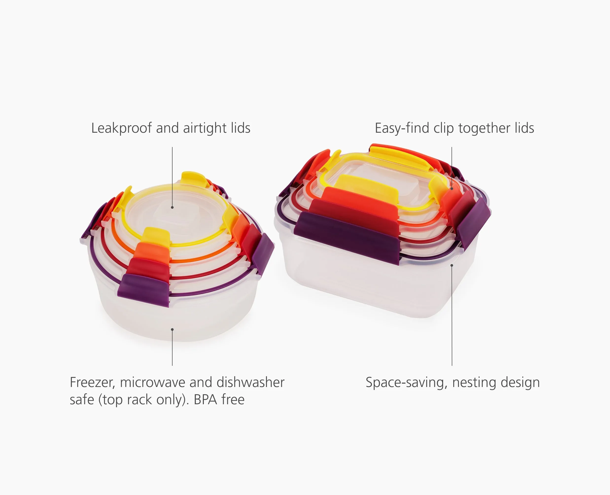 Nest™ Lock 8-Piece Multicolour Mixed Food Container Set