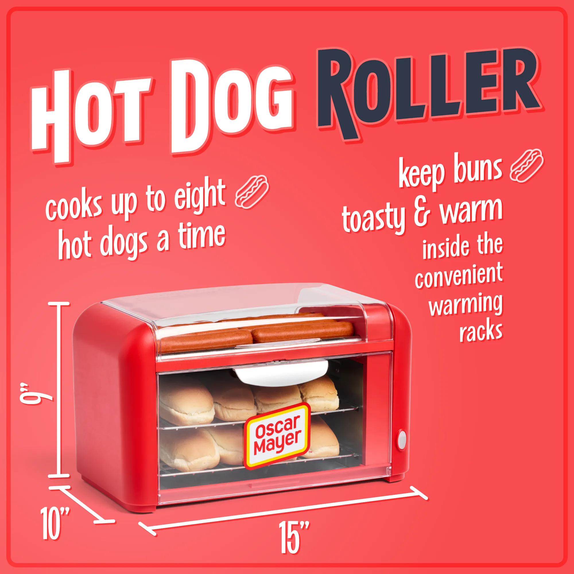 Oscar Mayer Hot Dog Roller & Bun Warmer, Red