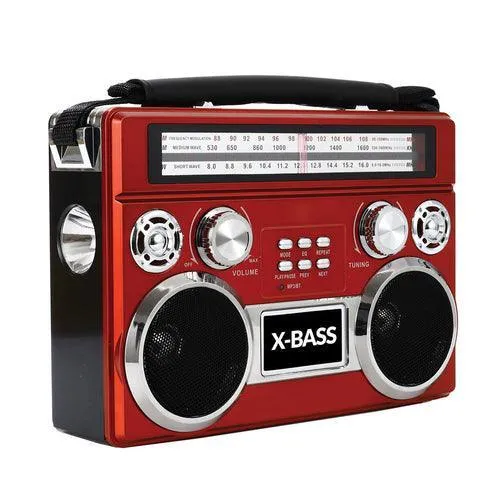 Portable 3 Band Radio with Bluetooth and Flashlight Black (SC-1097BT)
