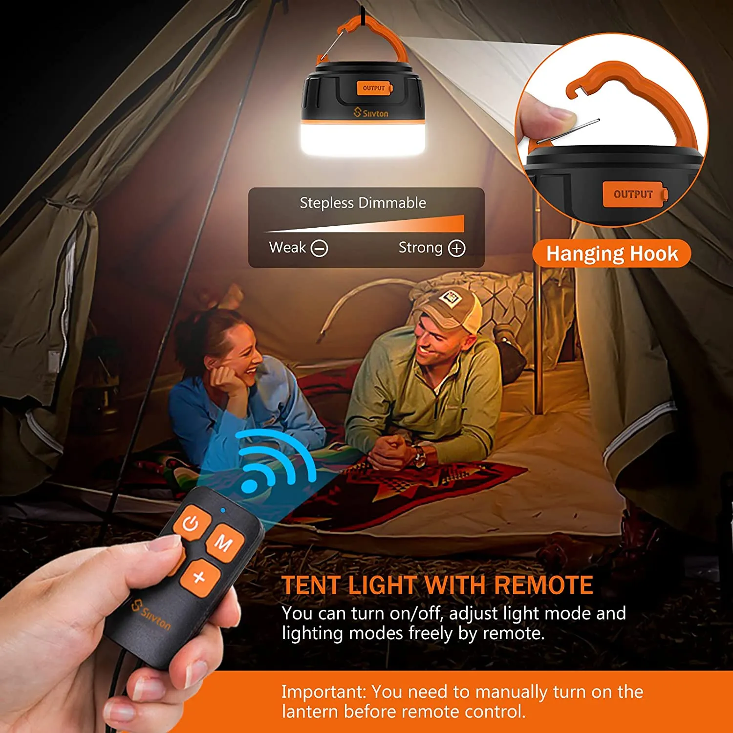 Siivton Camping Lights, Rechargeable Camping Lantern with Remote & Power Bank 6400, LED Tent Light Ultra Bright for Camping, Hurricane Emergency Kits