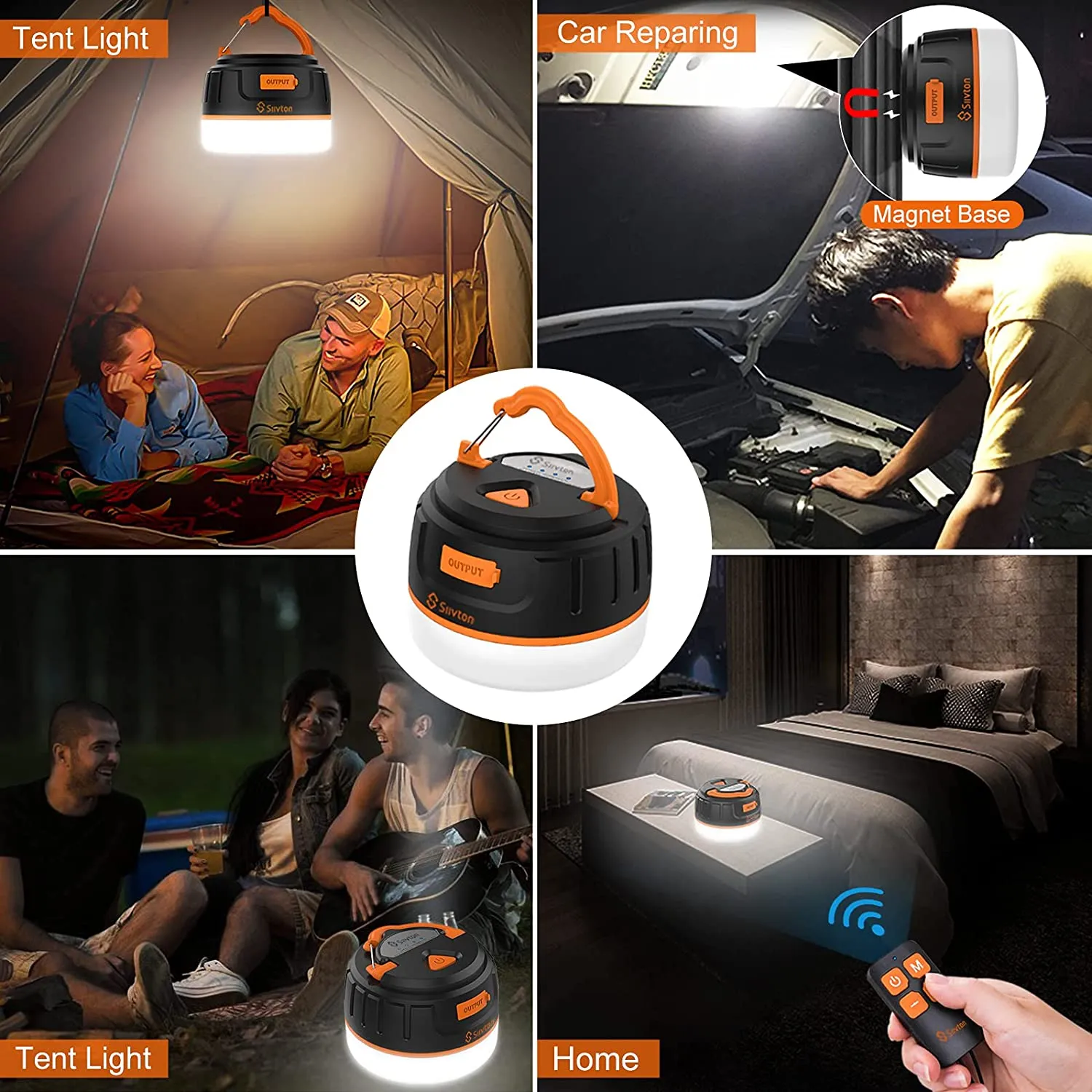 Siivton Camping Lights, Rechargeable Camping Lantern with Remote & Power Bank 6400, LED Tent Light Ultra Bright for Camping, Hurricane Emergency Kits