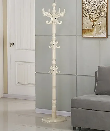 Solid Wood Coat Hat Rack With Umbrella Stand Hangers Free Standing Clothing Hat Scarves Handbag Holder European,40183cm (Color : White)