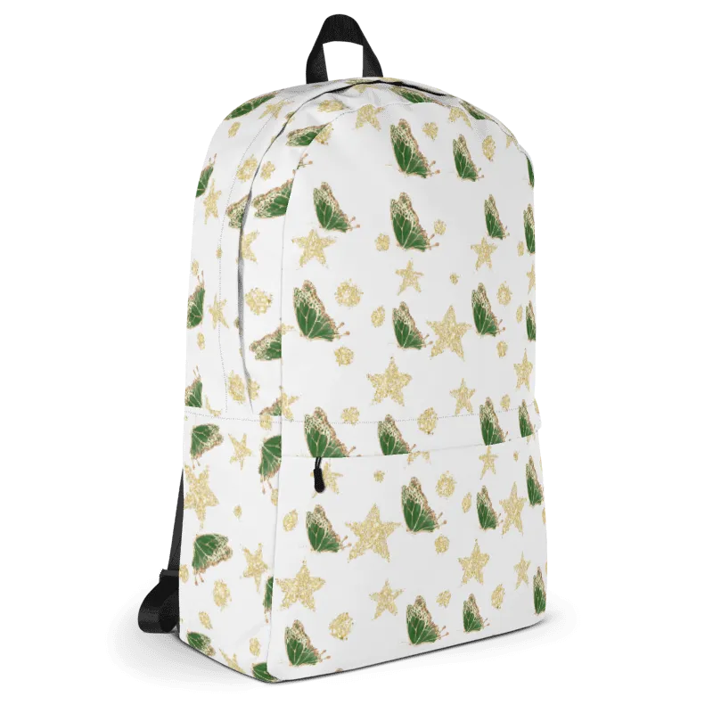 Sparkly Dark Green Butterflies Backpack