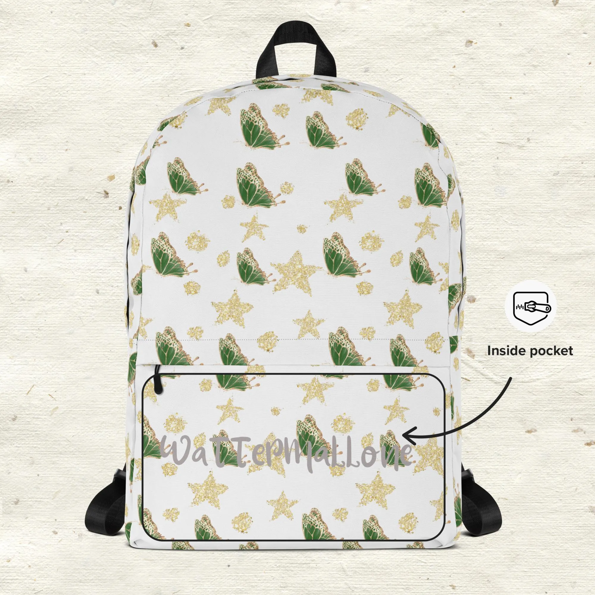 Sparkly Dark Green Butterflies Backpack