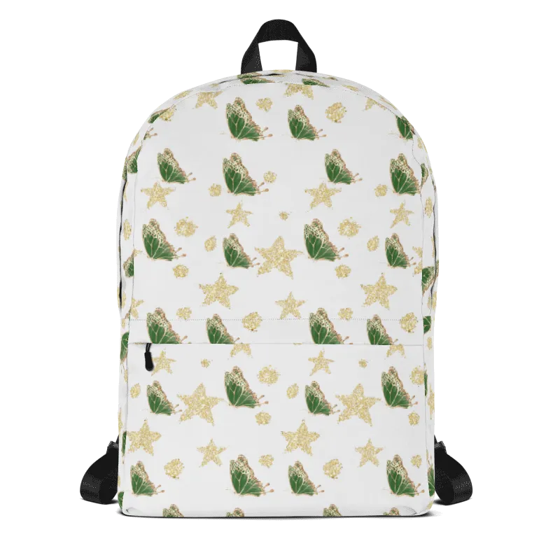 Sparkly Dark Green Butterflies Backpack