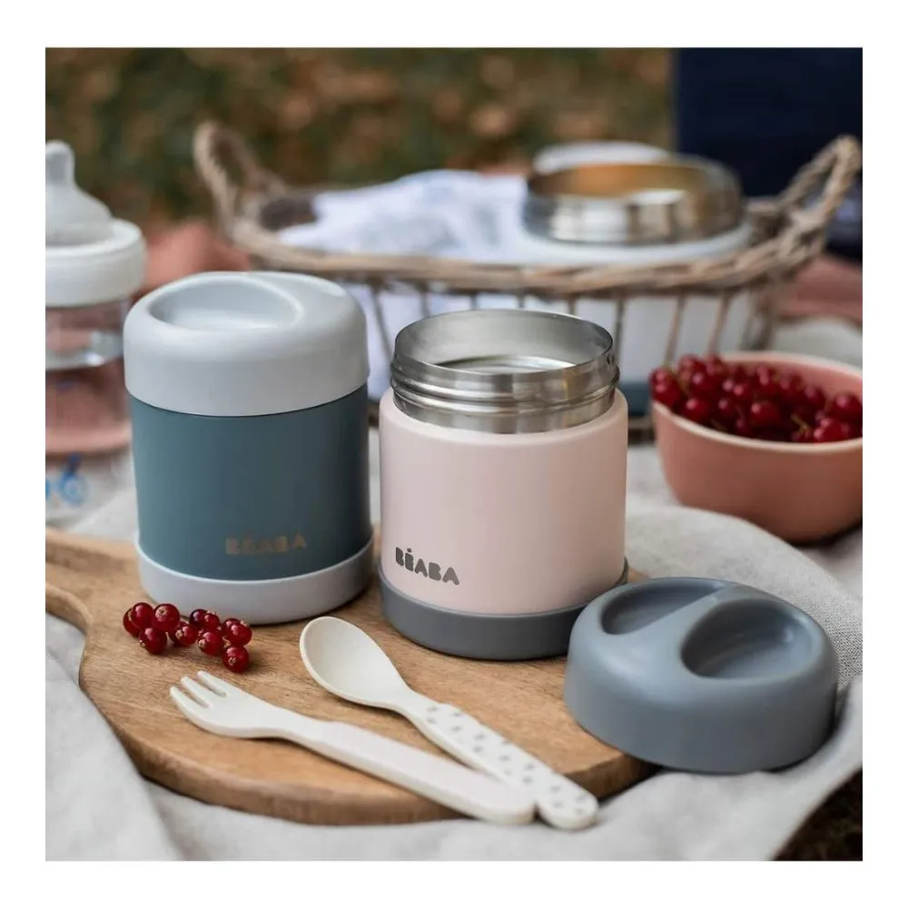 Stainless Steel Insulated Food Jar - Isothermal Portion - 500 ml-Light Pink/ Night Blue