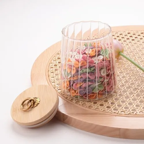 UMAI Borosilicate Glass Jar with Bamboo Lid | Kitchen Organizer Items and Storage | Multi-utility, Leakproof, Airtight Storage Jar for Cookies, Snacks, Tea, Coffee, Sugar (620 ml) (620ml (Pack of 4))