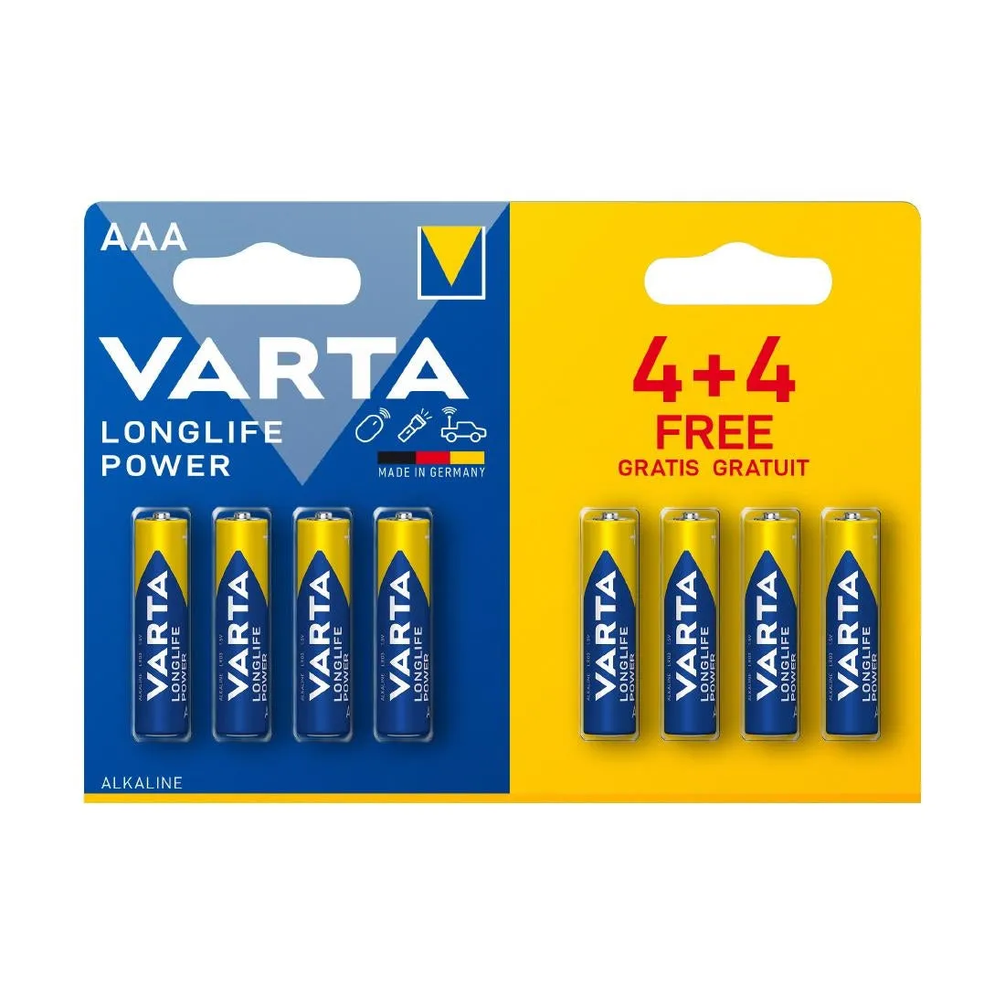 Varta Longlife Power Batteries AAA 4 4 Free Promo Pack